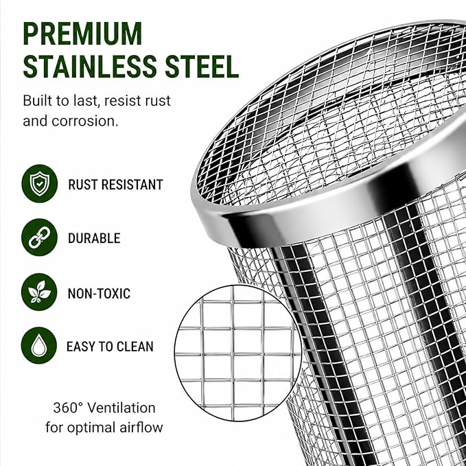 4PCS Inground Worm Composting Bin Turn Food Waste into Nutrient-Rich Soil Increase Soil Fertility Stainless Steel Composting Bin with Holes and Lid for Outdoor Garden Vegetable Patch Backyard