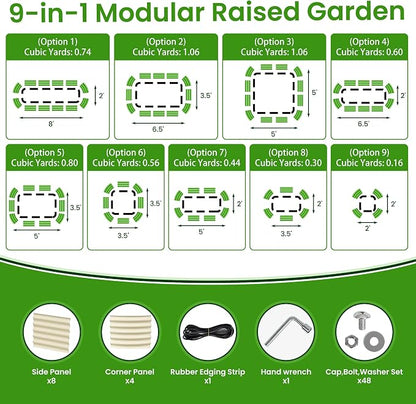 Gruper Galvanized Raised Garden Bed, 8×2×1.4 ft Tall Oval Large Metal Planter Raised Garden Boxes Outdoor for Vegetable Fruits Flower Herb, Anti-Rust and Sturdy & Easy-Setup