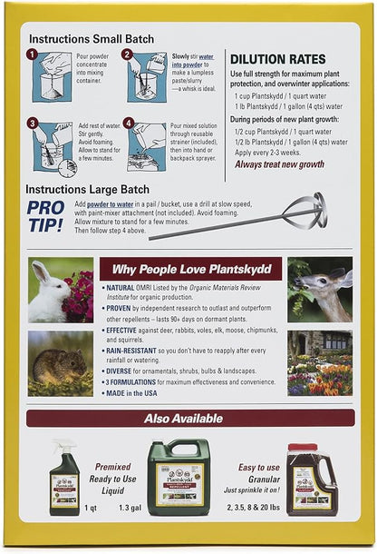 Plantskydd Animal Repellent - Repels Deer, Rabbits, Elk, Moose, Hares, Voles, Squirrels, Chipmunks and Other Herbivores; Wettable Powder Concentrate - 1 LB Box - Makes 1 Gallon Liquid (PSP-R1)