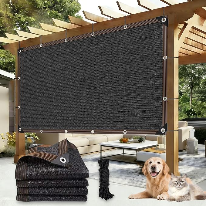 90% Shade Cloth, Chicken Coop Shade Cover, Sturdy Sunblock Mesh Tarp with Grommets for Patio Plants Greenhouse Kennel Porch Pergola Sun Protection Neting Cover, 6.5 x 10 FT