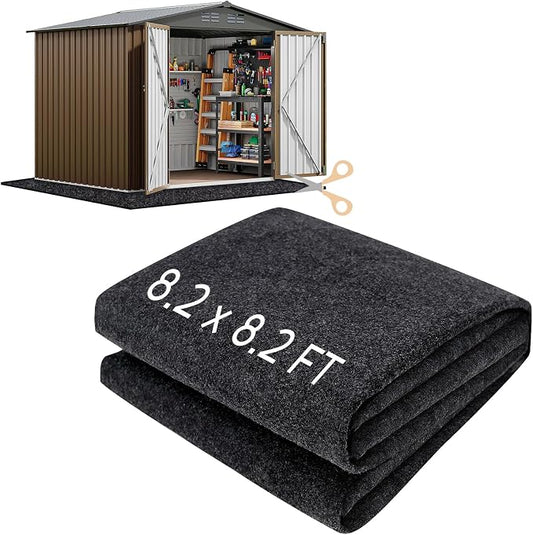 8.2 x 8.2 FT Outdoor Storage Shed Floor Mat Waterproof Garden Shed Flooring Mat Washable Carport Furniture Dustproof Anti-Slip Pad for Protect Shed Flooring from Wear - Tool Shed Not Include