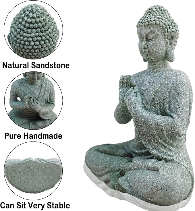 livelyfish Aquarium Buddha Statue Japanese Buddah Figurine Fish Tank Buda Sandstone Sculpture Zen Ornaments Underwater Landscape Decoration,Gift