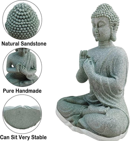 livelyfish Aquarium Buddha Statue Japanese Buddah Figurine Fish Tank Buda Sandstone Sculpture Zen Ornaments Underwater Landscape Decoration,Gift