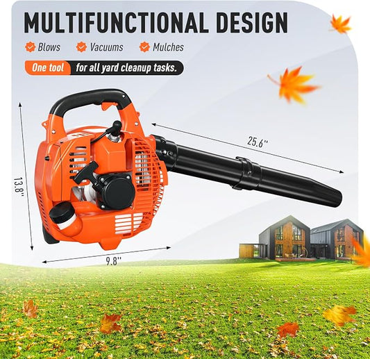 28CC 2-Cycle Gas Handheld Leaf Blower, 475 CFM 200 MPH Lightweight Power Blower with Variable Speed & Easy Start, for Yard Cleanup, Patio, Driveway, Lawn Debris