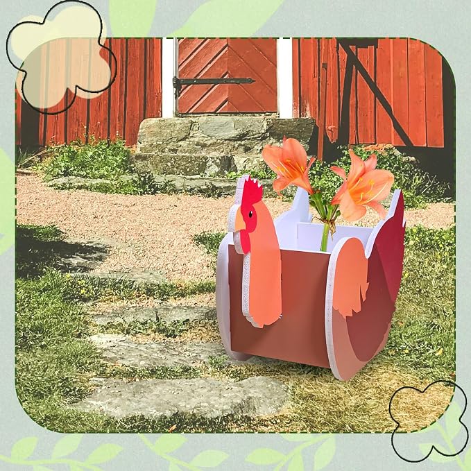 Hen Planter, Cute Animal Shape Flower Planters, Plant Pots for Indoor/Outdoor Garden Decor, Unique Gifts/Souvenirs for Pet Lovers (Hen 2D)