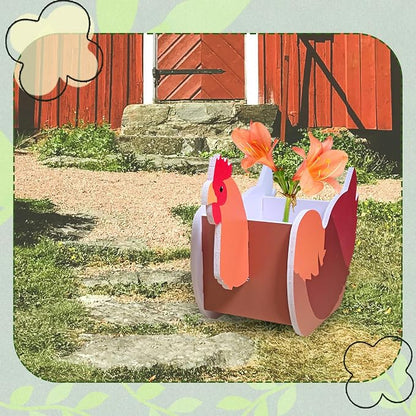 Hen Planter, Cute Animal Shape Flower Planters, Plant Pots for Indoor/Outdoor Garden Decor, Unique Gifts/Souvenirs for Pet Lovers (Hen 2D)