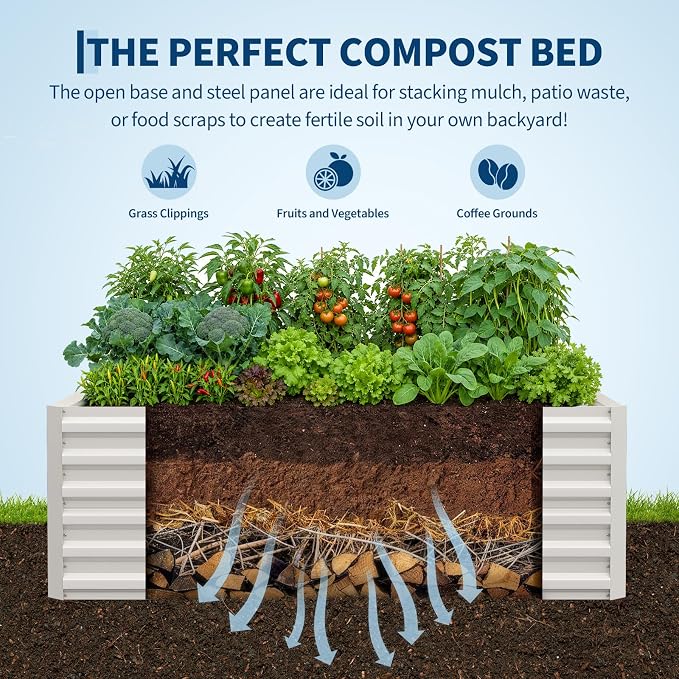 Garvee 6x3x2ft Galvanized Raised Garden Bed Outdoor,Rust-Resistant Raised Garden Beds for Gardening, Easy Assembly Outdoor Garden Box & Planters, Beige