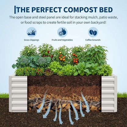 Garvee 6x3x2ft Galvanized Raised Garden Bed Outdoor,Rust-Resistant Raised Garden Beds for Gardening, Easy Assembly Outdoor Garden Box & Planters, Beige
