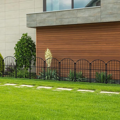 Decorative Garden Fence 17in x30ft, 30 Pack Rustproof Metal No Dig Fence Animal Barrier for Dog, Arched Flower Bed Edging Ornamental Wire Border Panel Fencing (Black, 30 Panels-17in(H) x30ft(L))