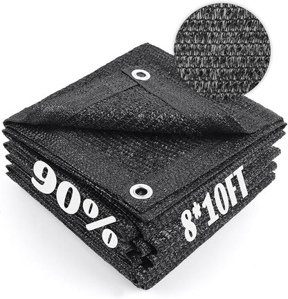 Cool Area 90% Sun Shade Cloth Mesh Tarp with Grommets for Plant Cover 8x10ft Patio Canopy Garden Pergola Greenhouse Car Barn Kennel Black