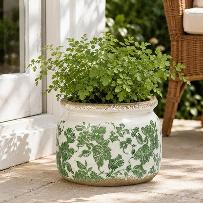 Dosayes Large Ceramic Pot for Planters, Ice Crack Glazed Flower Pot with Drainage Holes,5.91inch Vintage Planters for Indoor and Outdoor(Green)