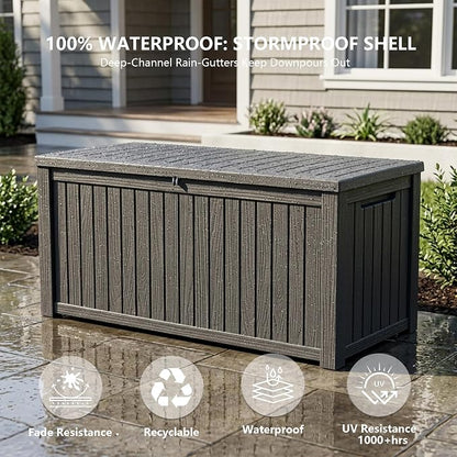 Outdoor Storage Box, 200 Gallon Waterproof Deck Box [Upgraded 3.0], Premium Hydraulic Cushion Storage Chest, High-Load Lockable Two-Seater Patio Storage Bench, Large Country Estate, Black