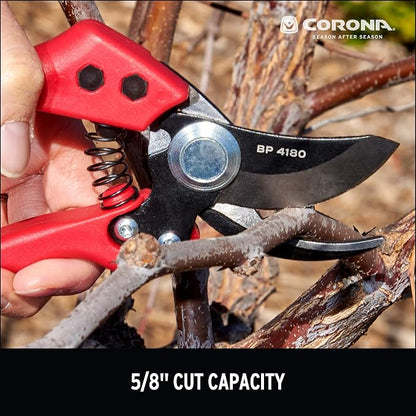 Corona BP 4180 Non-stick Steel Angled Bypass Hand Pruner - 5/8 inch Cut Capacity Stem and Branch Garden Shears, Red (Pack of 6)