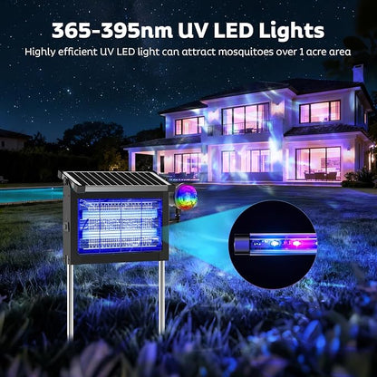 OnBeam Solar Bug Zapper Outdoor, 4500V Fly Zapper with Projector Lights | 10W Solar Panel, USB-C Charging, IPX5 Waterproof, Auto Mode, Wide Coverage, Mosquito Zapper for Backyard, Patio, Garden