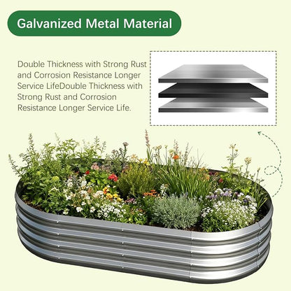 Galvanized Garden Bed kit for Vegetables/Herbs/Flowers (6X3X1)
