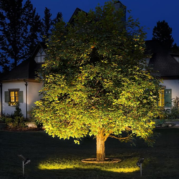 ROSHWEY Solar Spot Lights Outdoor Spotlight 18 LED Waterproof Landscape Spotlight for Garden Lawn Backyard Patio Porch Wall Deck Garage (WarmWhite- 2 Pack)