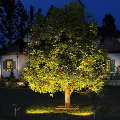 ROSHWEY Solar Spot Lights Outdoor Spotlight 18 LED Waterproof Landscape Spotlight for Garden Lawn Backyard Patio Porch Wall Deck Garage (WarmWhite- 2 Pack)