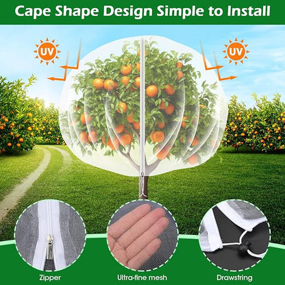 10'x10' Fruit Tree Netting Cover with Zipper and Drawstring | Ultra-Fine Mesh Garden Plant Insect Pest Net Barrier to Prevent Squirrel Bird Deer Cicadas Bag for Blueberry Tomato-1Pcs