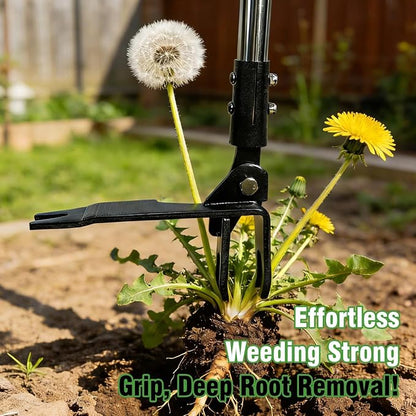 Weed Puller Tool, Heavy Duty Stand Up Weeder Tool with Long Stainless Steel Handle & 4-Claw Steel Head, Weeding Tool with Adjustable Handle, Easily Remove Weeds Without Bending, Pulling or Kneeling