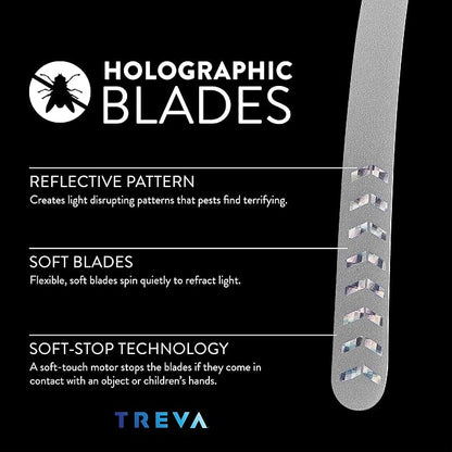 Treva Bug Fan Fly Deterrent with Holographic Blades to Clear Bugs, Mosquitoes, and Flies, Battery Powered Fly Fan 2 Pack | Yes