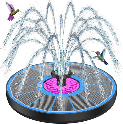 SZMP Powerful 3.5W Anti-Drift Solar Fountain for Bird Bath, Solar Powered Water Pump with 7 Nozzles, Bird Bath Fountain for Garden, Pool, Pond – Attracts Hummingbirds (Blue)