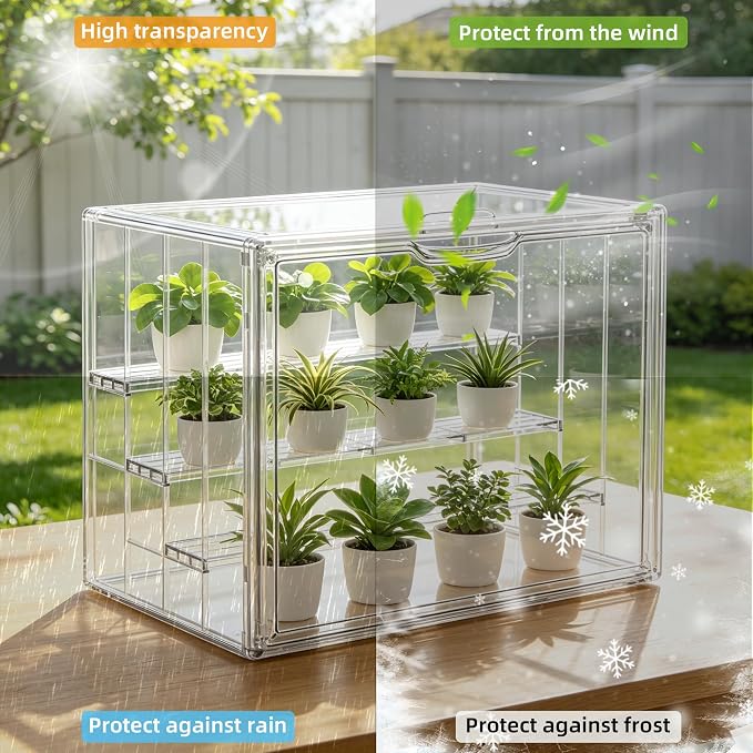 Mini Greenhouse Indoor with Magnetic Door, M-4tier-2door-1pcs | Dual-Door Design, Easy Access, Great Heat & Moisture Retention, Adjustable Ventilation, Grows Well in Varied Conditions