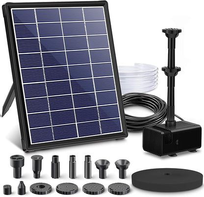 Biling 6.5W Solar Fountain for Bird Bath, Solar Water Pump with Multiple Nozzles, Solar Water Feature for Garden Yard Small Fish Pond, Attracts Birds with Flowing Water