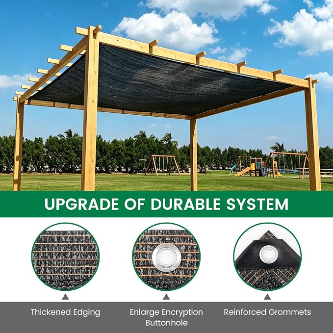 Shade Cloth, 10FT X 20FT 90% Black Outdoor Woven Sun Shade with Grommets, Durable Breathable Netting Shading Antifreezing for Patio, Garden, DIY Home, Plants Cover, Greenhouse, Dog Kennel