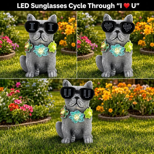 Solar Garden Statues Dog with Succulent and LED Lights Birthday Gifts for Women Mom Grandma Solar Outdoor Decor for Patio Backyard Yard Lawn Decoration-Unique Housewarming Gifts