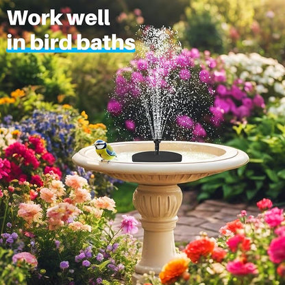 Biling 6.5W Solar Fountain for Bird Bath, Solar Water Pump with Multiple Nozzles, Solar Water Feature for Garden Yard Small Fish Pond, Attracts Birds with Flowing Water