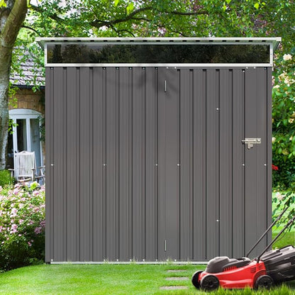 Shintenchi 6x4 FT Outdoor Storage Shed with Window, Outdoor Waterproof Storage Shed Metal Garden Shed with Lockable Single Door,Weather Resistant Tool Storage House Shed for Garden,Backyard,Steel Gray