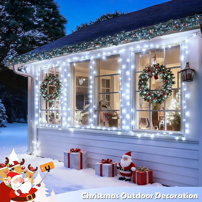 JMEXSUSS 2 Pack Solar String Lights Outdoor, Total 66 FT 200 LED, White | Waterproof, 8 Modes Solar Christmas Lights for Outside Patio Christmas Tree Garden Yard Xmas Decorations