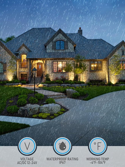 LEONLITE 7W 3000K Well Lights Landscape LED In Ground, 12-24V AC/DC Low Voltage, CRI90 IP67 Inground Well Lights Outdoor, Rock Color Aluminum Housing, Embedded Parts Included, Pack of 6