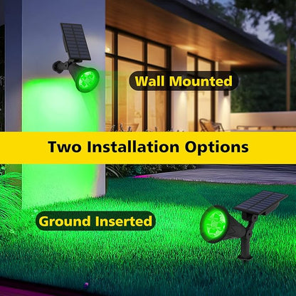 T-SUN Solar Spotlight LED Outdoor Wall Light, IP65 Waterproof, Auto-on at Night/Auto-Off by Day, 180°Angle Adjustable for Tree, Patio, Yard, Garden, Driveway, Stairs, Pool Area (Green)