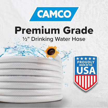 Camco TastePURE 10-Ft Water Hose-RV Drinking Water Hose Contains No Lead,No BPA&-No Phthalate-Features Diamond-Hatch Reinforced PVC Design-1/2” Inside Diameter,Made in the USA (22743),(Pack of 2)