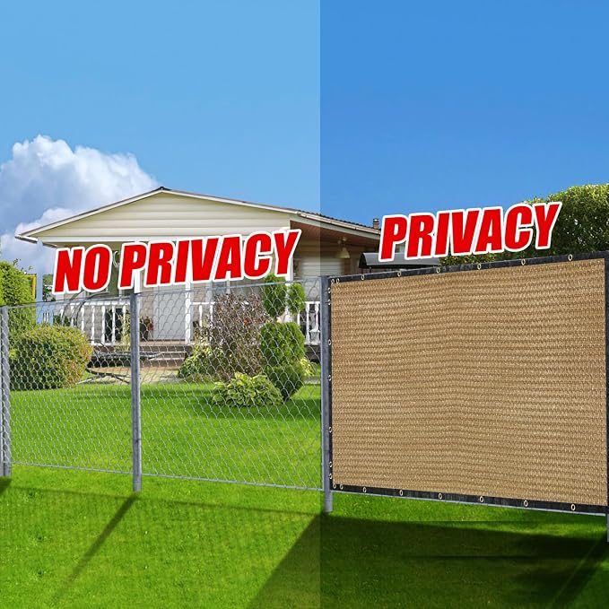 Sand 5FT X 50FT Outdoor Privacy Screen Fence & Mesh Shade Net Cover, Ideal for Garden and Backyard - Enhances Privacy for Fencing & Chain Link, Perfect for Patio Privacy Wall, Slats，Freestanding
