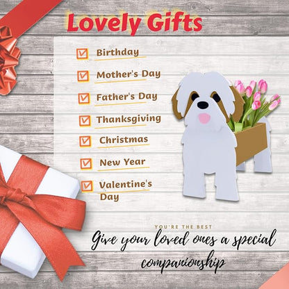 Brown Shih Tzu Dog Planter Pots, 9.84 x 9.06 x 17 Inches | Large Dog Flower Pot, Cute Animal Shaped Plant Pot, Gifts for Women & Pet Lovers, Indoor Outdoor Garden Home Office Decor