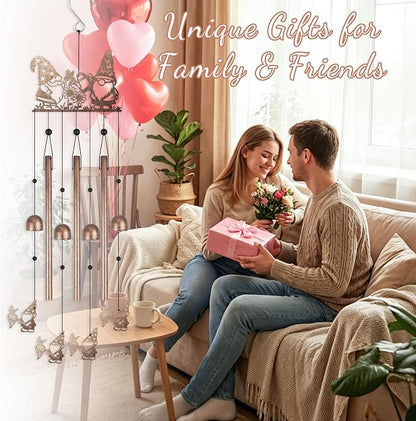 Gnome Wind Chimes for Outside, Garden Metal Windchimes with Cute Gnome Design for Patio Porch Yard Decor, Outdoor Gifts for Garden Lovers Women Men