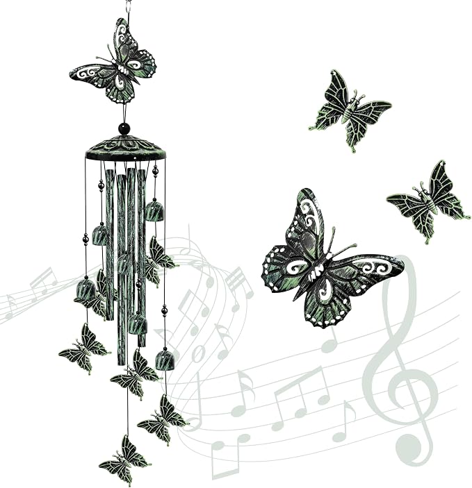 35" Butterfly Wind Chimes for Outside, Butterfly Wind Chimes Gifts for Mother's Day, Garden Decor for Outdoor Porch Patio Home Yard Decorations