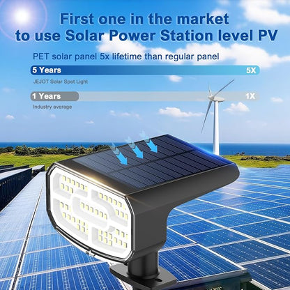 JEJOT Solar Lights Outdoor Waterproof IP65,Auto On/Off, 2700K 2 Lighting Modes, Super Bright LED, Solar Powered Yard Garden Solar Spot Lights for Outside Landscape -6 Pack
