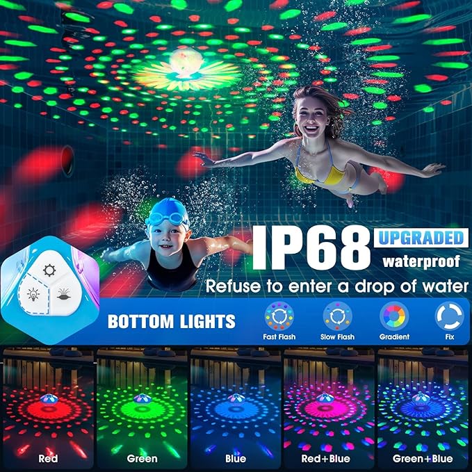 2026 Upgraded Pool Fountain,9000mah Rechargeable Floating Pool Fountain with Light Show,Above Ground Pool Water Fountain Pump with Anchor,Large Swimming Pool Fountain for Inground Pool-1PC,Blue