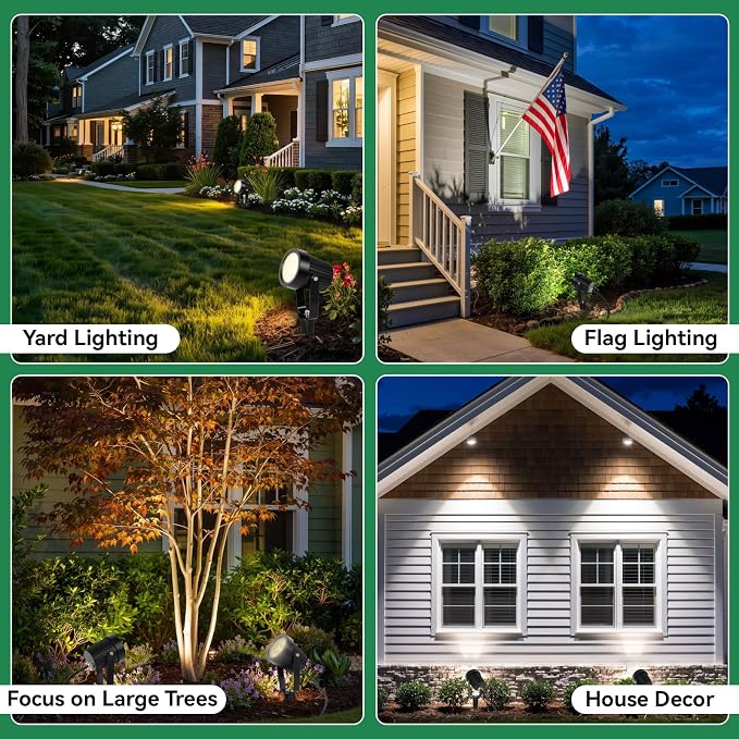 Low Voltage Landscape Spotlight, 12V LED Outdoor Spot Lights, Landscape Lighting Wired for Yard Path Garden Tree, 10W Aluminum Up Lighting with Connectors, IP66 Waterproof & 4000K, 1 Pack