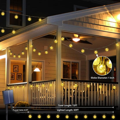 Joomer Solar String Lights Outdoor Waterproof, 65FT 100LED Globe,Warm White | 8 Modes Waterproof Outdoor Solar Powered Patio Lights for Spring Summer Garden Lawn Gazebo Porch Backyard Tree Decorations