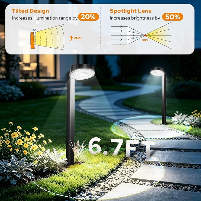 APONUO 12 Pack Solar Pathway Lights Outdoor, 3 Color Temperatures Selectable CCT, Focused Ground Spot Lens, Brighter Up to 12 Hrs IP65 Waterproof Path Lights for Walkway Driveway Yard Garden(Black)