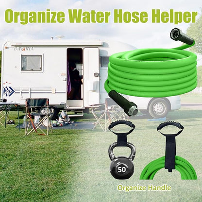 Cupohus RV Drinking Water Hose 50FT with Storage Strap, Green No Kinking 5/8''ID Premium Fresh Water Hose for RV, Marine, Camper, Truck, Car, Garden