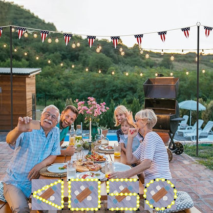 2 Pack String Light Poles for Outside, 10.5 Ft Outdoor String Light Poles for String Lights, Backyard Patio Light Poles for Bistro Party Wedding, Metal Pole for Outdoor String Lights