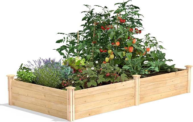 Greenes Fence Classic Cedar Raised Garden Bed, 4' x 8' x 14" (1/2" Thick) - Made in USA with North American Cedar