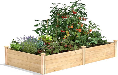 Greenes Fence Classic Cedar Raised Garden Bed, 4' x 8' x 14" (1/2" Thick) - Made in USA with North American Cedar
