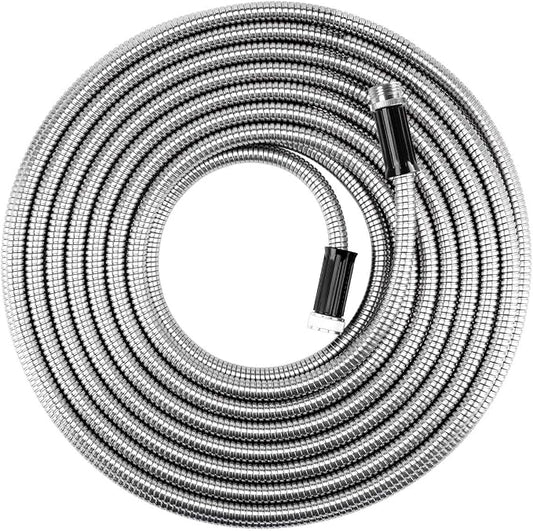 Beaulife Metal Garden Hose 75 FT Flexible No Kink Lightweight RV Drinking 304 Stainless Steel 75 foot Water Hose Extension Leader Hose Heavy Duty Outdoor