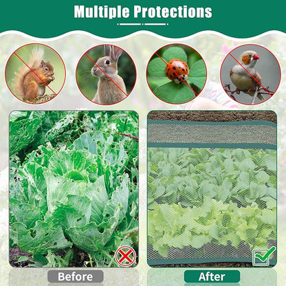 ANGAR 2Pack Garden Covers for Raised Beds, Pop Up Mesh Plant Covers for Outdoors, 30% Sunblock Plant Shade Tent, Crop Cage for Seedlings Vegetable Against Birds, Animals, with 8 Stakes (45"X22"X16")